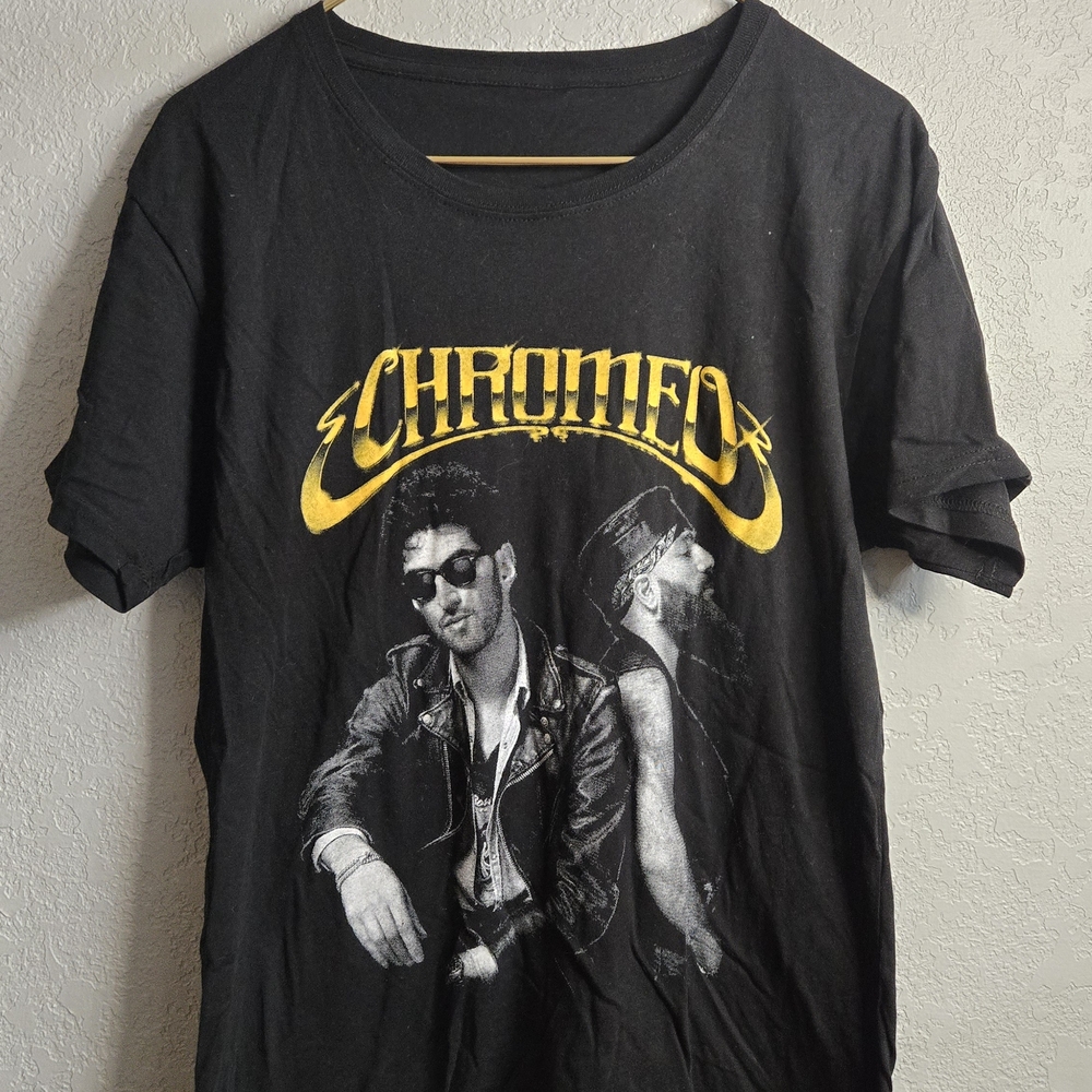 Chromeo 2019 Tour Wide Neck Black Graphic T-Shirt